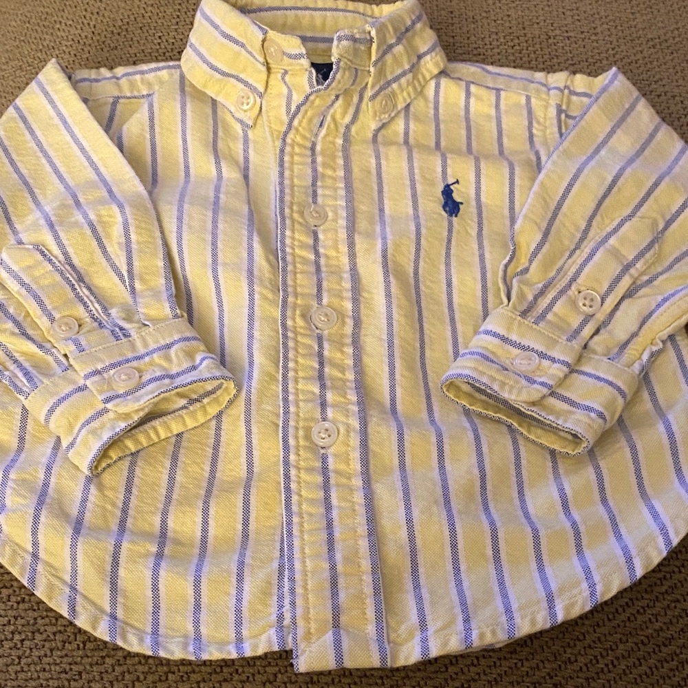 Polo by Ralph Lauren Yellow and White Striped Button-Down Shirt